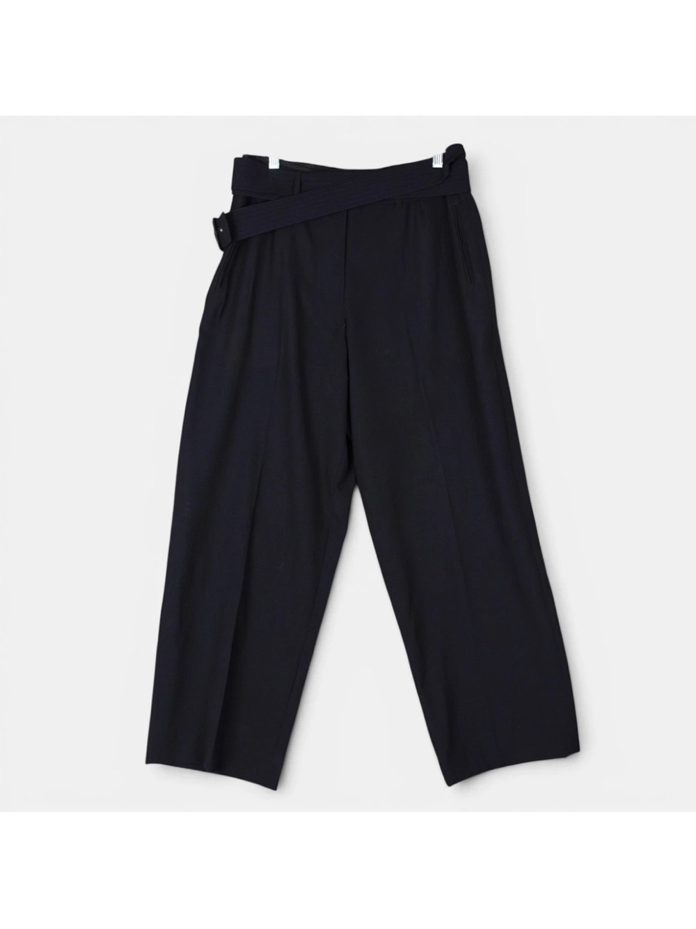Jean Paul Gaultier Femme Belted Wide Leg Trouser Pants Womens 44 W 30 x L28 Navy